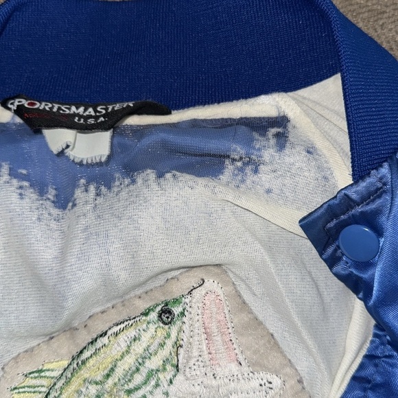 Sportsmaster Vintage Trout Embroidered Satin Jacket SZ Large - Picture 9 of 9